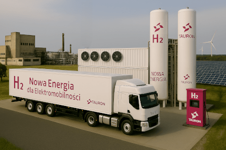 Zdjęcie wygenerowane przez ai. Nowa technologia dla Elektromobilności.